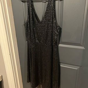 Soprano Sequin Glitter Deep V Black Dress XXL